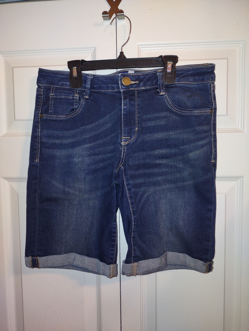 Apt. 9 Dark Blue Roll-Cuff Denim Shorts